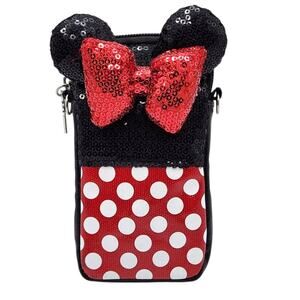 Disney Parks D-Tech Minnie Mouse Sequin Crossbody Cell Phone Bag